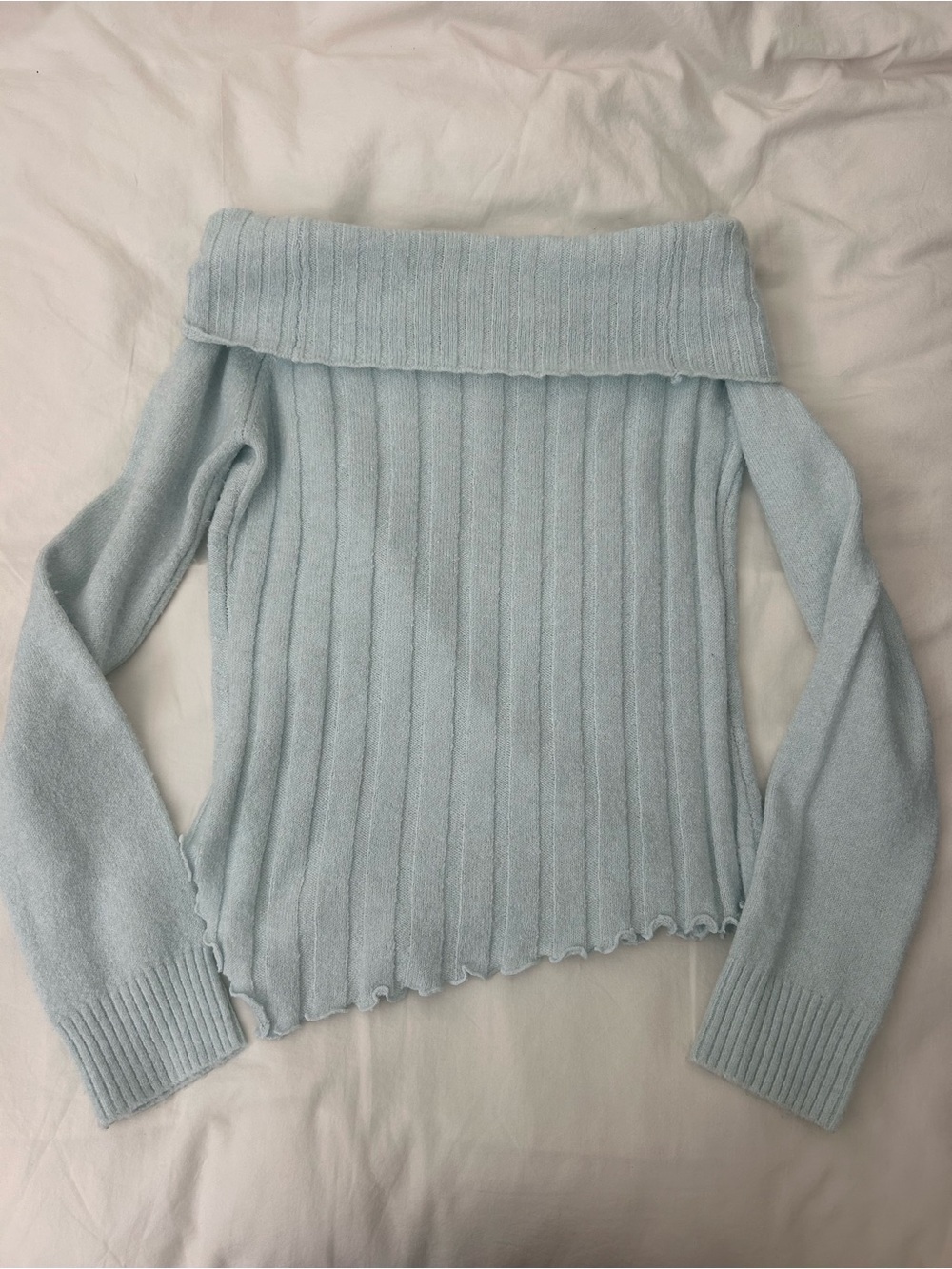 Forever 21 Light Blue Off-Shoulder Sweater